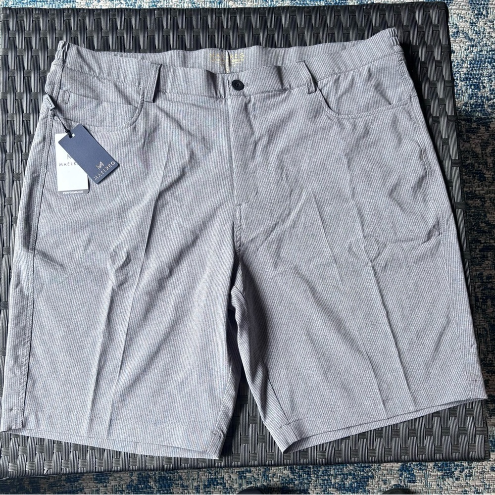 10'' Inseam Stretch Waist Lightweight Striped Flat Front Quick Dry Hybrid Flex